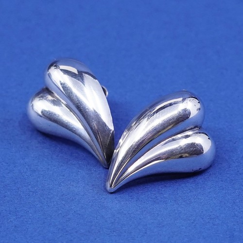 two tone Sterling silver handmade earrings, 925 heart studs