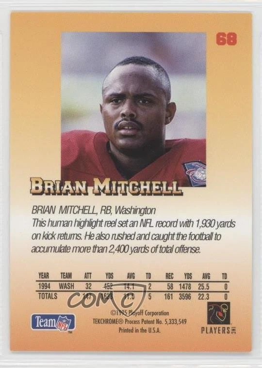 1995 Playoff Prime Brian Mitchell #68 - Image 2 of 2