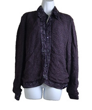 Chicos Women's Purple Beaded Velvet trim Jacket Size 2