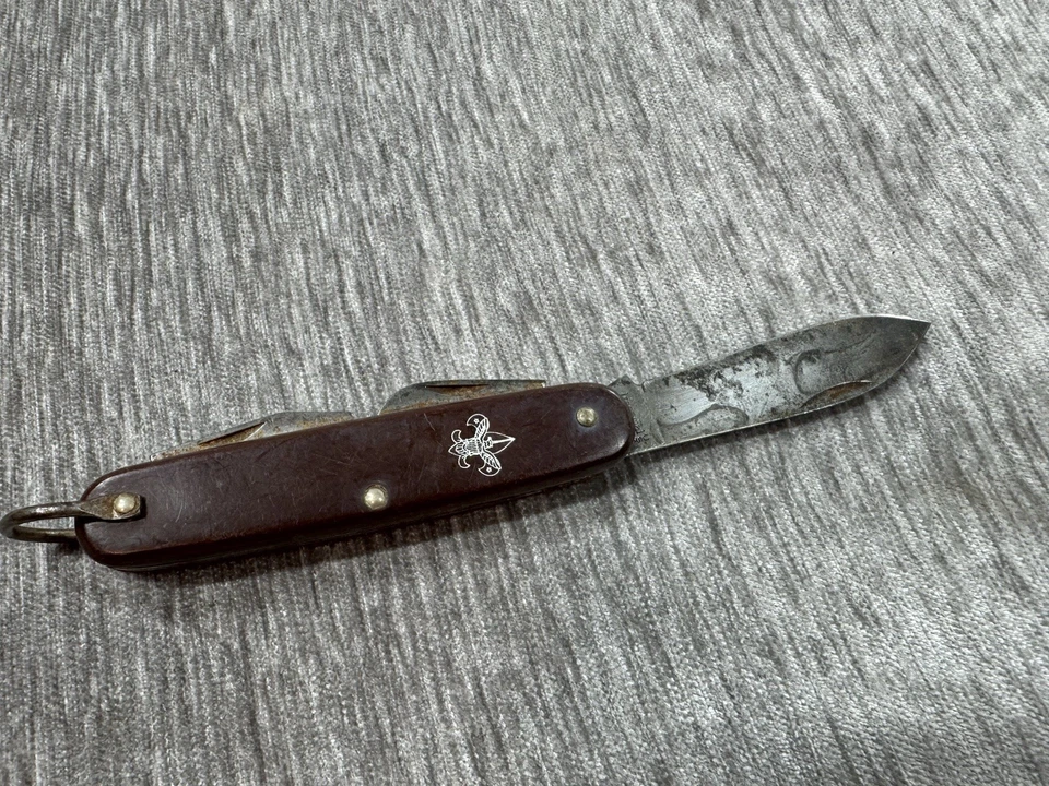 Vintage IMPERIAL USA BSA Official Boy Scouts Of America Pocket Knife Brown Camp - Image 4 of 4