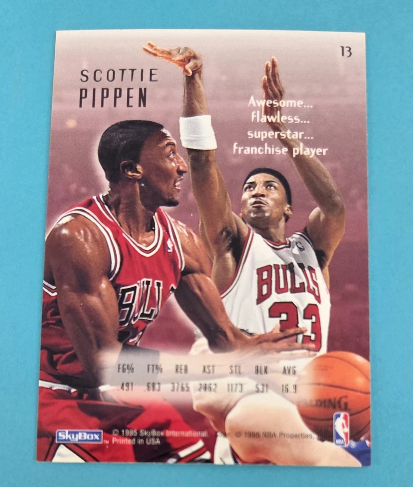 1994-95 SkyBox E-Motion #13 Scottie Pippen Chicago Bulls BASKETBALL Card 9F - Image 2 of 2