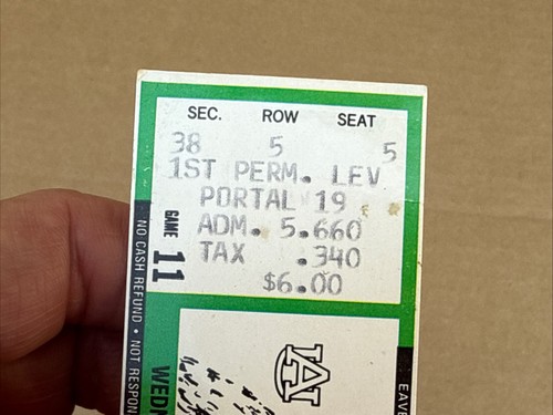 1989 Auburn VS LSU Football Ticket Stub - Picture 3 of 4