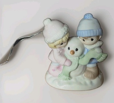 NIB Precious Moments '12 Porcelain Ornamnt Share The Gift Of Love-Couple/Snowman