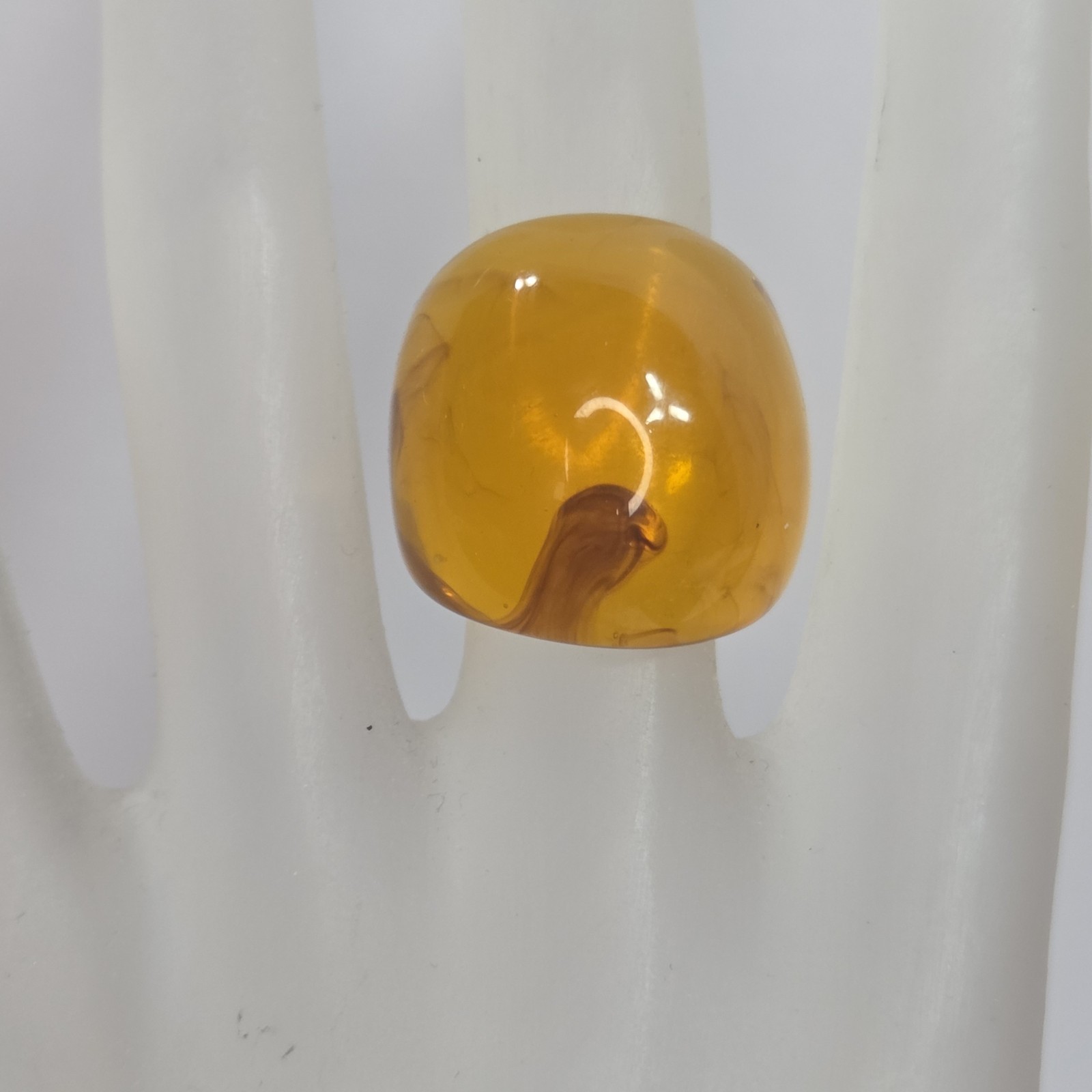 solid formed baltic amber ring inclusions domed s… - image 2
