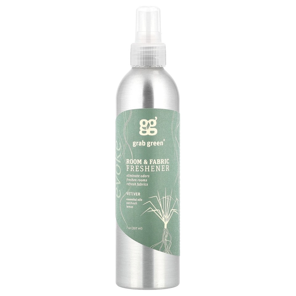 GrabGreen Room  Fabric Freshener Vetiver 7 oz 207 ml Biodegradable, Not Tested