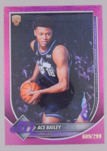 Ace Bailey 2025-26 Topps Bowman Chrome 009/299 Fuchsia Mojo RC Jazz #BCV-5