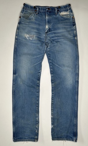 Vintage Wrangler 13MWZ Blue Denim Rodeo Western Cowboy Faded Made In USA 32 X 33