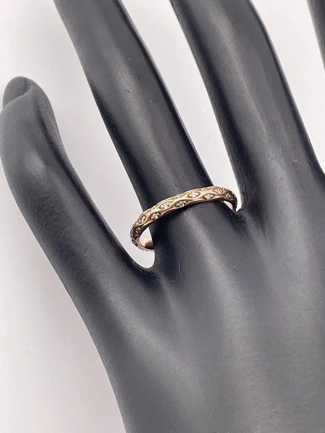 14K ROSE GOLD DIAMOND PAVE 2.4MM BAND RING SIZE 7.5 WEDDING PROMISE 1501 - Image 2 of 4