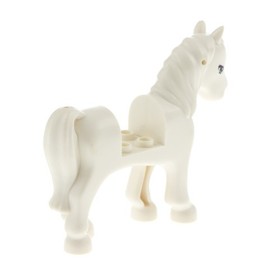 1x Lego Animal Horse Friends Cream White Eyes Light Blue Eyelashes Mare