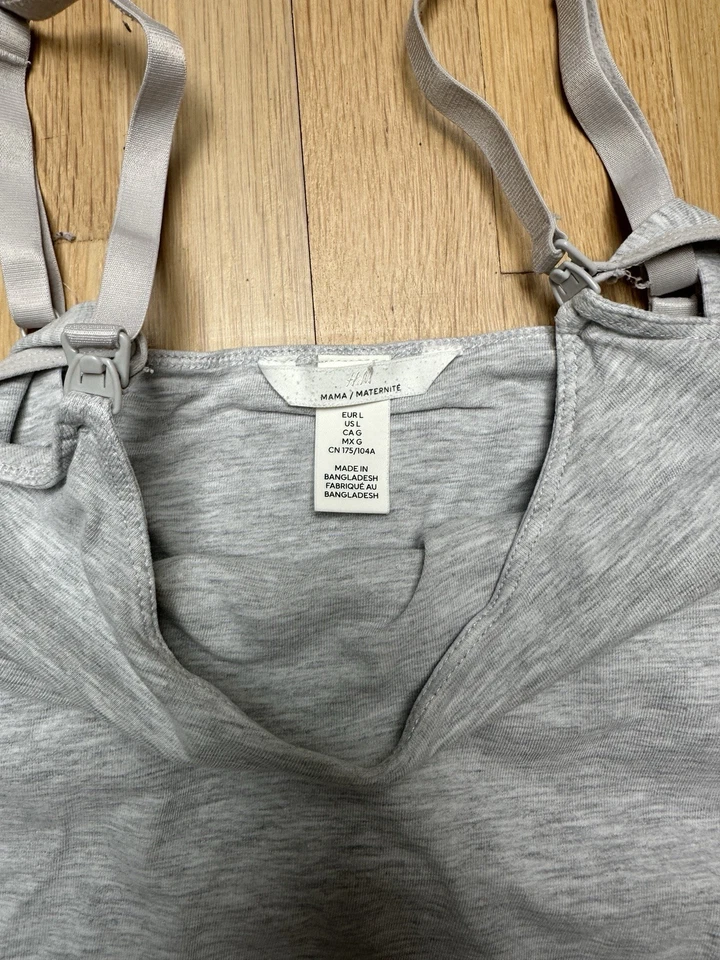 Top de lactancia de maternidad H&M para mujer mamá/maternidad negro y gris talla L Foto 3 de 4