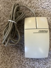 Vintage COMPAQ Grey 2-Button Wired Corded PS/2 Ball MOUSE M/N M-SF14-2