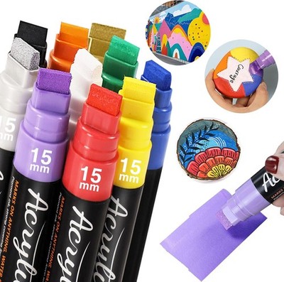 10 Graffiti Jumbo Acrylic Markers,15mm Jumbo Felt Tip Poster Paint Pens Acrylic