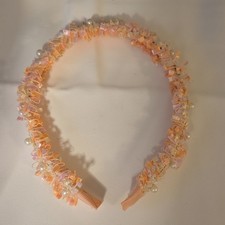 Floral Beaded Headband Peach Pink White for girls