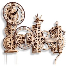 Steampunk Wall Clock Kit - 3D Wooden DIY Model, Working Mechanical Wall Art