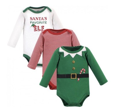 New Little Treasure 3-6 Or 6-9 M (pk of 3) Long sleeve bodysuits Holiday Santa