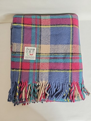 Faribo Globetrotter Pak-A-Robe Plaid Blue Green Yellow Red Sports Blanket 50x60 - Picture 10 of 19