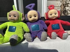 Vintage 1998 Eden Teletubbies Plush Lot 3 Tinky Winky Laa Laa Dipsy 8  