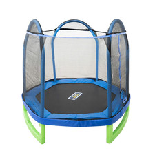 Sportspower 7' My 1st Trampoline for Kids 3-10 with Safety Enclosure Blue and Gr