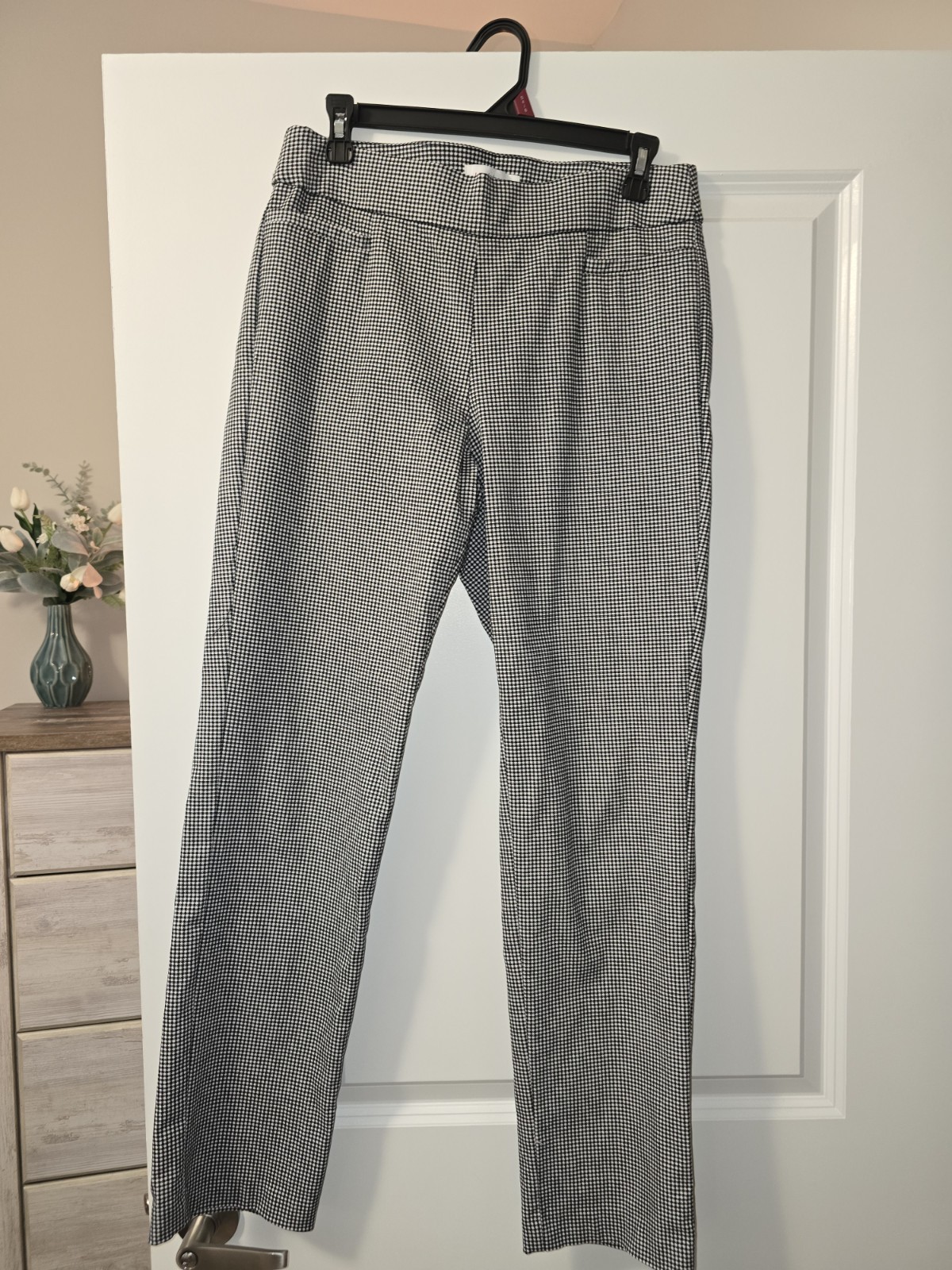 Liz Claiborne Career Black & White Patterned Straight Leg Pull On Pants Sz 6