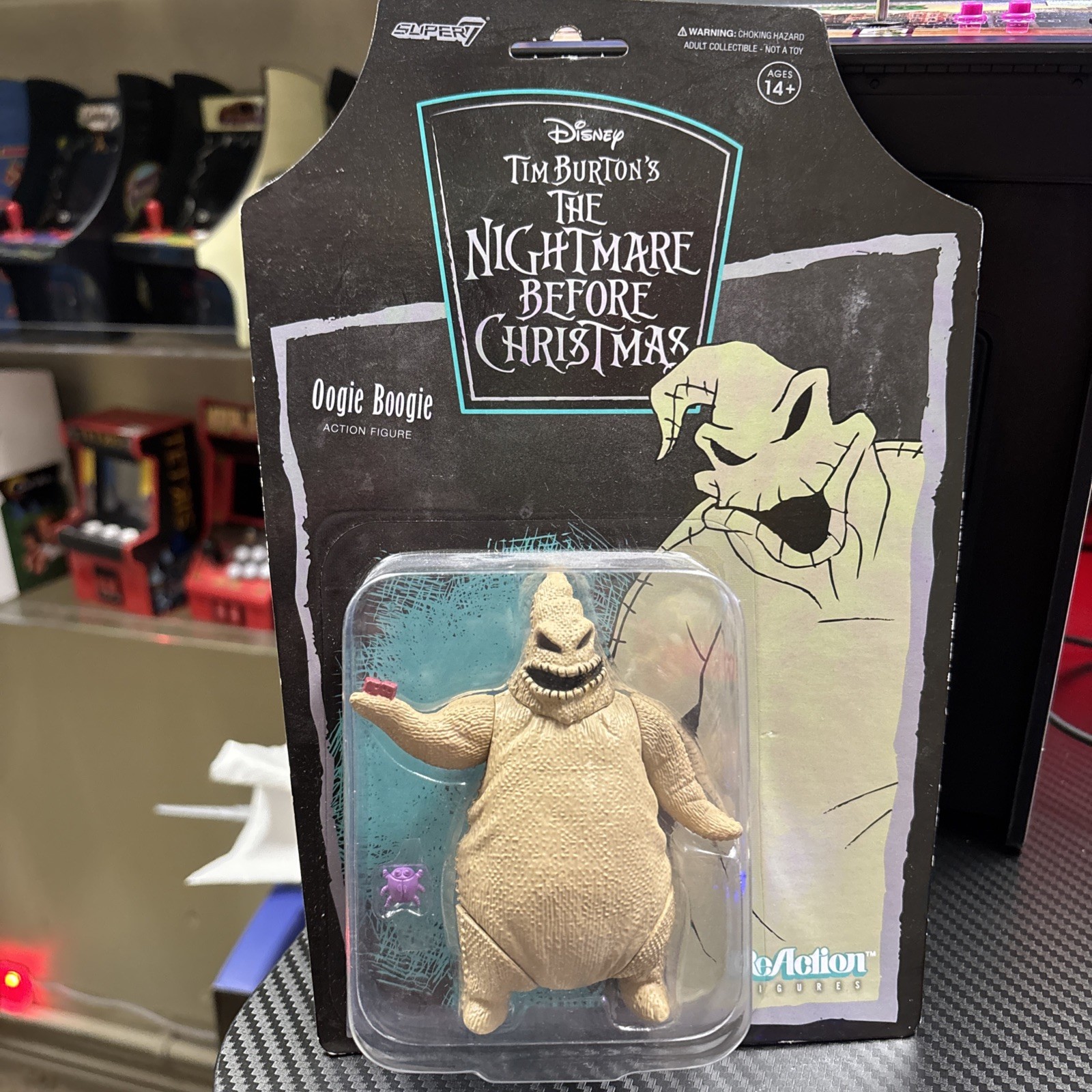 Figura de acción Pesadilla antes de Navidad OOGIE BOOGIE MAN Reacción Super 7
