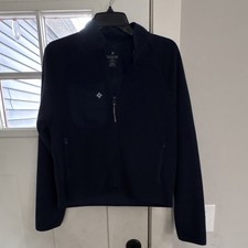 MedCouture Layers Navy Zip-Up Scrub Jacket Solid Pattern Unisex Size S Medical