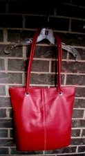 NWOT Vitronic Group Large Deep Red PVC Vegan Leather Lined Shopper/Tote Bag