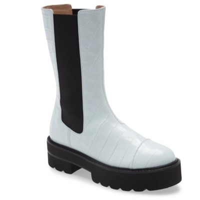 NWB Stuart Weitzman Presley Ultralift Lug Sole Platform Chelsea Boot in Sky Blue