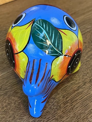 Mexican Folk Art Hand Painted Open Mouthed Fish Figurine Pot Scrub Colorful! - Picture 4 of 7
