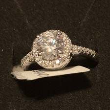 925 Sterling Silver Moissanite Halo Round Rin...