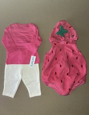 Carter s Baby Girls 3-6 Mos 3 Pc Costume Outfit Top, Pants Strawberry Vest New