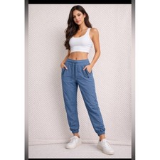 Athleta Trekkie North Jogger Pants Blue Size 4 Nylon Spandex Zip Pockets