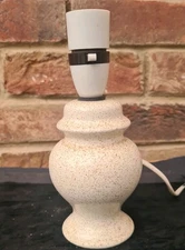 Small Cream Mustard  Pottery Stoneware Table Lamp  Vintage 20cm H