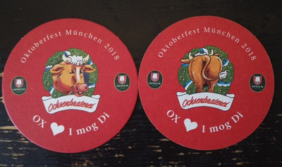 Beer mat Munich from Oktoberfest 2018: spade - ox roast - OX - I mog di