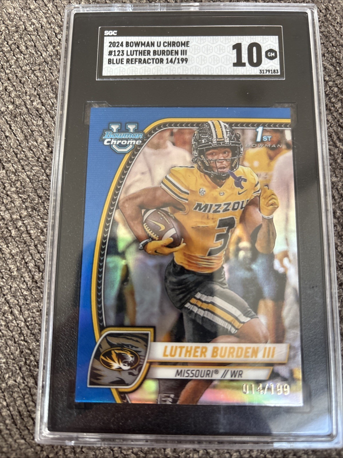 2024 Bowman University Chrome - Luther Burden #123 Blue Refractor /199 (RC)