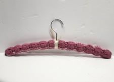 Crochet Covered Wooden Clothes Hanger Pink Vintage