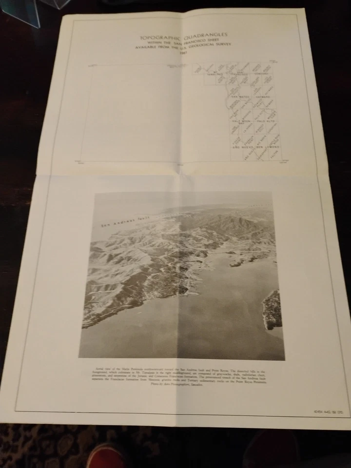 Antigua hoja de datos explicativa mapa geológico de California de San Francisco raro Foto 2 de 4