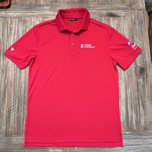 PGA Tour Championship Golf Polo Mens M LevelWear Red White Embroidered Sleeves