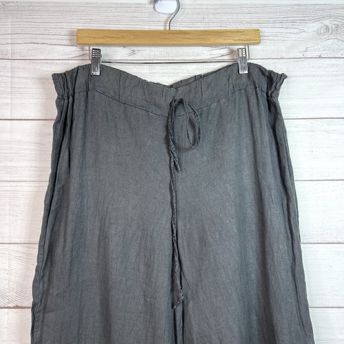 Meo Meli Gray Wide Leg Linen Pants 37” Waist Made In Italy - Picture 4 of 12