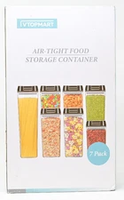 VTOPMART Airtight Food Storage Containers Set of 7 Clear Black BPA Free Storage