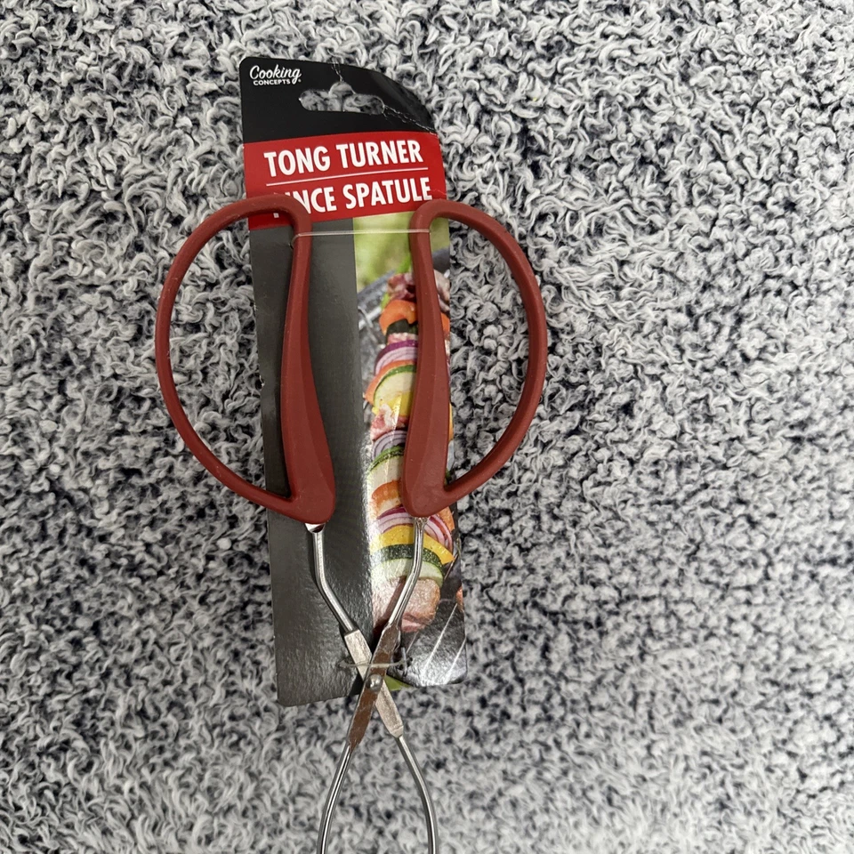 Cooking Concepts Tong Turner Pince Spatule Kitchen Red Handle Scissor Tongs New - Image 3 of 4