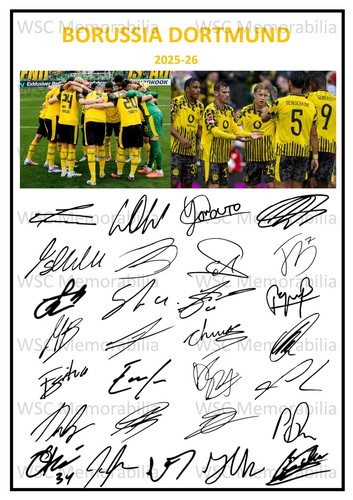 11731. Borussia Dortmund Signed Team Sheets (A4 Prints) CHOOSE A SEASON 2024-26