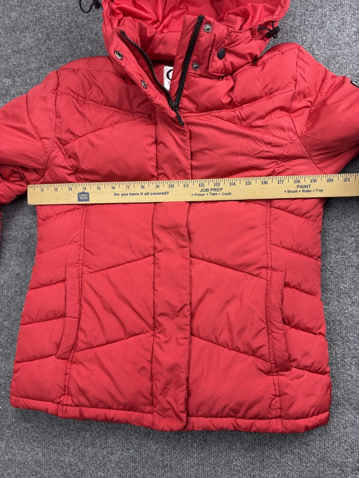 Zyia Active Jacket Womens Medium Red Hooded Puffer Quilted Full Zip Insulated - Image 4 of 4