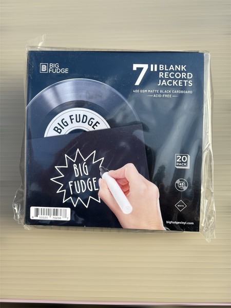 "Big Fudge Pro Blank Schallplatten HüLlen - 7\" X Schwarz - 20 Vinyl Lp N167"-image