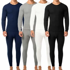 Men's  2pc Cotton Blend Waffle Knit Thermal Underwear Stretch Top & Bottom Set
