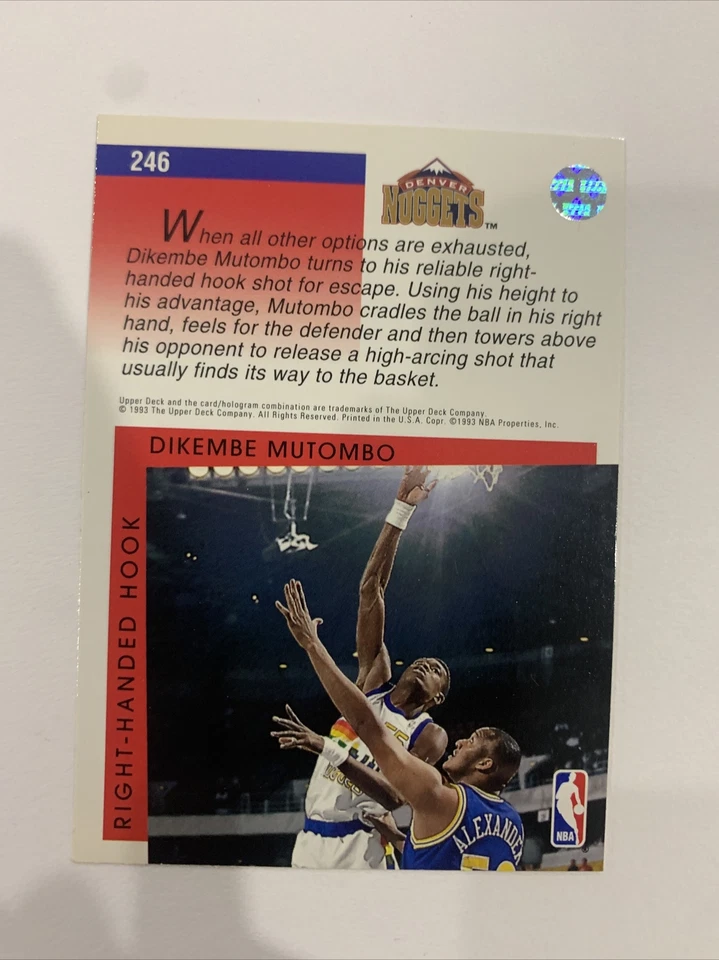 1993-94 NBA Upper Deck Dikembe Mutombo #246 Denver Nuggets - Image 2 of 3