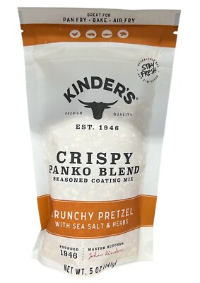 Kinders Crunchy Pretzel Crispy Panko Blend Seasoned Coating Mix 5 oz Kinder's