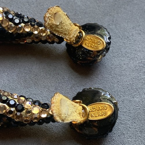 Vintage Richard Kerr Ohrhänger Gold und schwarze Kristall Ohrhänger - Bild 9 von 11