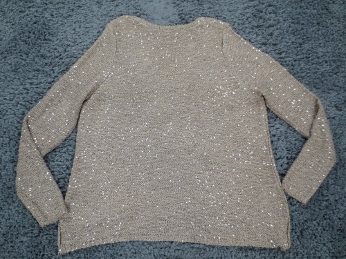 Maurices Sweater Womens 2X Beige Sparkle Sequin Lined Knit Blend V-Neck Flowy - Picture 11 of 13