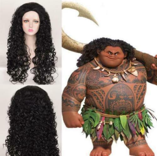 Disney Princess Moana Wig Cosplay Party Long Afro Kinky Wave Hair