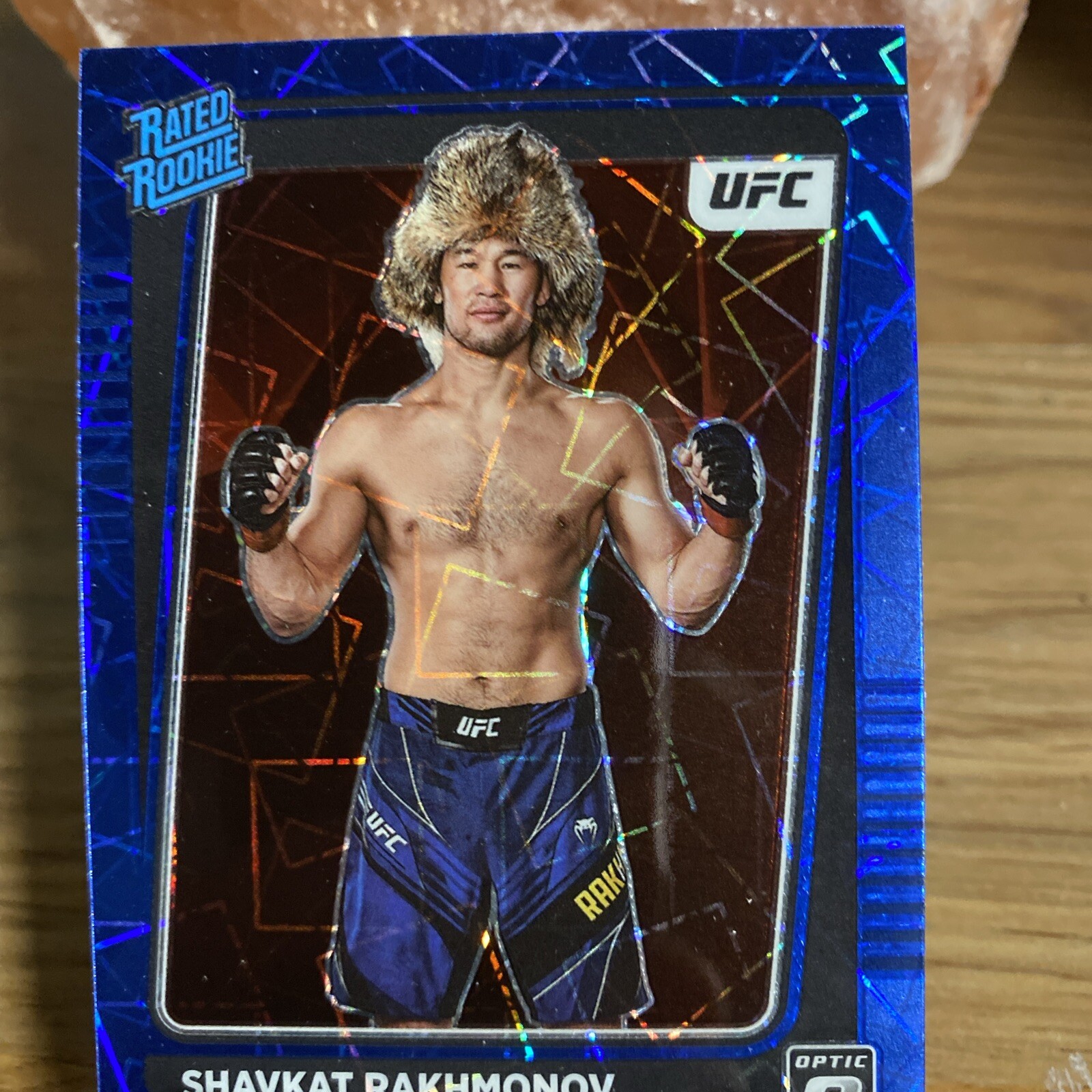 2022 Donruss Optic UFC Rated Rookie Blue Velocity Prizm #115 Shavkat Rakhmonov